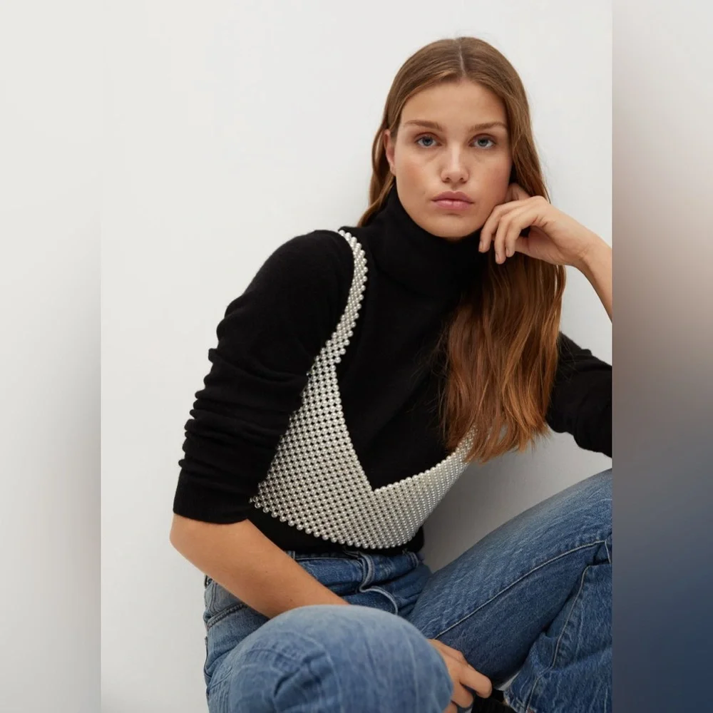 MANGO Beaded Faux Pearl Top - Picture 7 of 17